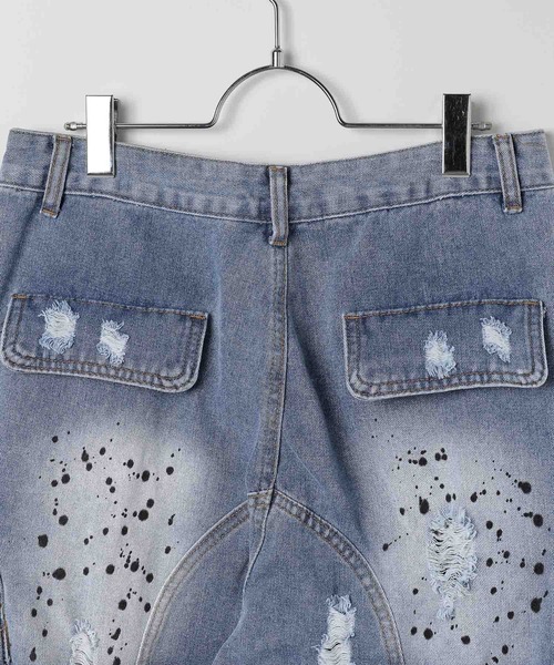 LAND MUSEUM（ランドミュージアム）の「LAND MUSEUM／クラッシュデニムショーツ（デニムパンツ・メンズ・ブルー・MEDIUM/LARGE）」の3枚目の写真