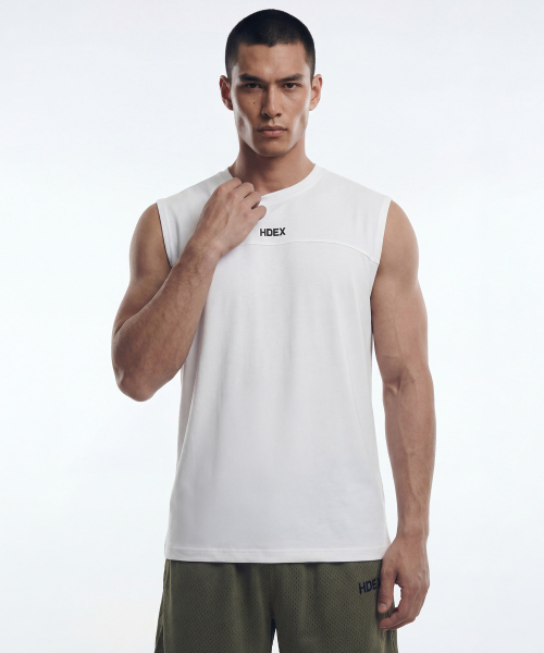 HDEX(エイチデックス)の「アクティブカットラインスリーブレス (ホワイト)(Tシャツ/カットソー・メンズ・ホワイト・MEDIUM/LARGE/X-LARGE/2XL)」の1枚目の写真