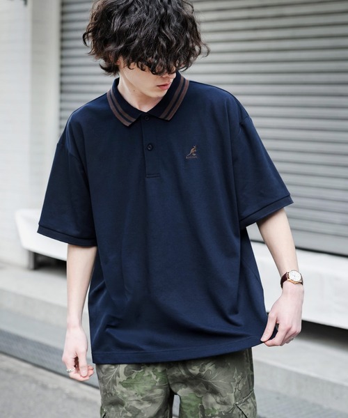 KANGOL（カンゴール）の「新色追加 KANGOL カンゴール 別注コラボ 接触冷感 オーバーサイズ鹿の子ワンポイントロゴ刺繍半袖ポロシャツ（ポロシャツ・メンズ・ピンク/ホワイト系その他/ブラック/ネイビー系1/グレー系1/ブラック系1/ホワイト系2/ホワイト系1/ネイビー/ブルー系1/ネイビー系2/ホワイト系3/ブラック系その他/グリーン・M/L/XL）」の12枚目の写真