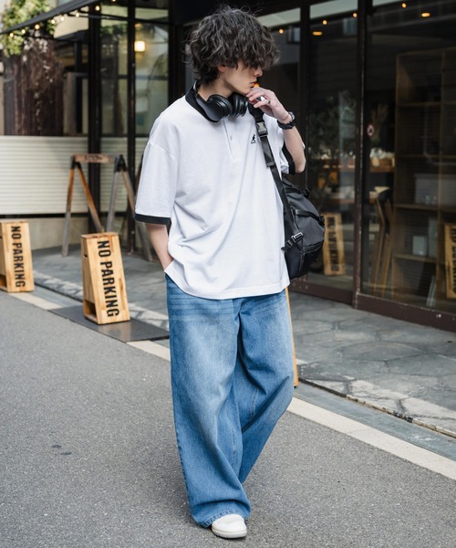 KANGOL（カンゴール）の「新色追加 KANGOL カンゴール 別注コラボ 接触冷感 オーバーサイズ鹿の子ワンポイントロゴ刺繍半袖ポロシャツ（ポロシャツ・メンズ・ピンク/ホワイト系その他/ブラック/ネイビー系1/グレー系1/ブラック系1/ホワイト系2/ホワイト系1/ネイビー/ブルー系1/ネイビー系2/ホワイト系3/ブラック系その他/グリーン・M/L/XL）」の15枚目の写真