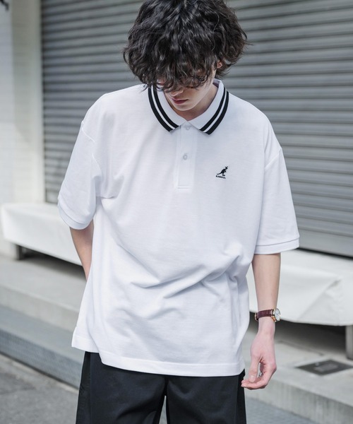 KANGOL（カンゴール）の「新色追加 KANGOL カンゴール 別注コラボ 接触冷感 オーバーサイズ鹿の子ワンポイントロゴ刺繍半袖ポロシャツ（ポロシャツ・メンズ・ピンク/ホワイト系その他/ブラック/ネイビー系1/グレー系1/ブラック系1/ホワイト系2/ホワイト系1/ネイビー/ブルー系1/ネイビー系2/ホワイト系3/ブラック系その他/グリーン・M/L/XL）」の17枚目の写真