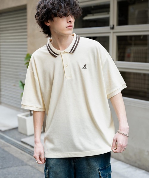 KANGOL（カンゴール）の「新色追加 KANGOL カンゴール 別注コラボ 接触冷感 オーバーサイズ鹿の子ワンポイントロゴ刺繍半袖ポロシャツ（ポロシャツ・メンズ・ピンク/ホワイト系その他/ブラック/ネイビー系1/グレー系1/ブラック系1/ホワイト系2/ホワイト系1/ネイビー/ブルー系1/ネイビー系2/ホワイト系3/ブラック系その他/グリーン・M/L/XL）」の21枚目の写真