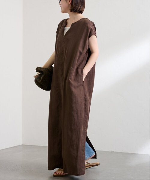 FRAMeWORK（フレームワーク）の「≪洗濯機洗い可 / 追加≫フィブリルポプリンサックDRESS（ワンピース・レディース・ブラック/カーキ/ブラウン・36/38）」の2枚目の写真