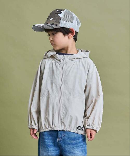 b・ROOM（ビールーム）の「【ポケッタブル】【UV加工】シアーウインドブレーカー【子供服】【キッズ】【男の子】【女の子】（ブルゾン・キッズ・カーキ/グレイッシュベージュ/パープル/ブルー系その他2・120cm/110cm/130cm/140cm/150cm/100cm）」の2枚目の写真