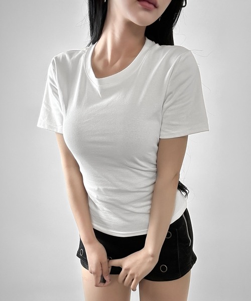 FOLLOWIN(フォロウィン)の「バックレースアップ 2WAYフィットTシャツ(Tシャツ/カットソー・レディース・グレー/ブラック/ホワイト・FREE)」の17枚目の写真