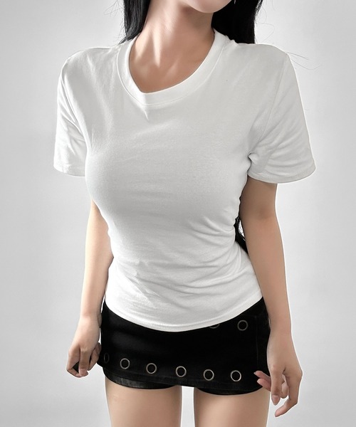 FOLLOWIN(フォロウィン)の「バックレースアップ 2WAYフィットTシャツ(Tシャツ/カットソー・レディース・グレー/ブラック/ホワイト・FREE)」の18枚目の写真