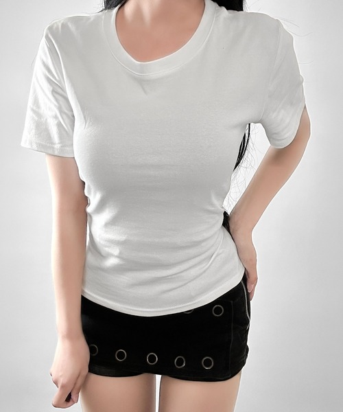 FOLLOWIN(フォロウィン)の「バックレースアップ 2WAYフィットTシャツ(Tシャツ/カットソー・レディース・グレー/ブラック/ホワイト・FREE)」の19枚目の写真