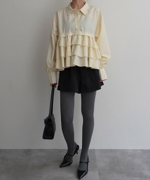 Rashik(ラシク)の「【Rashik】ティアードフリルシャツ(シャツ/ブラウス・レディース・ライトイエロー/ブラウン/ピンク/イエロー/ライトピンク/ブルー・FREE)」の9枚目の写真