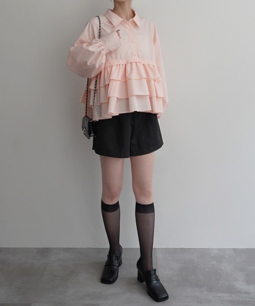 Rashik(ラシク)の「【Rashik】ティアードフリルシャツ(シャツ/ブラウス・レディース・ライトイエロー/ブラウン/ピンク/イエロー/ライトピンク/ブルー・FREE)」の14枚目の写真