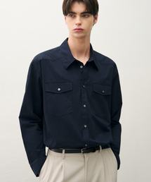 ウォッシュドコットンウエスタンシャツ[NAVY]