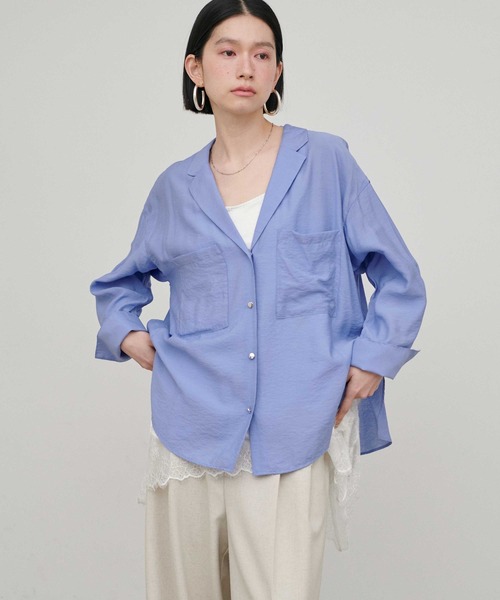 LARUTA（ラルータ）の「【LARUTA】［Web限定カラー有り］Wポケットとろみシャツ（シャツ/ブラウス・レディース・ピンク/グレー/ブルー/オフホワイト・MEDIUM）」の3枚目の写真