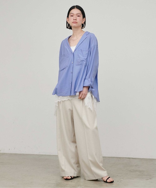 LARUTA（ラルータ）の「【LARUTA】［Web限定カラー有り］Wポケットとろみシャツ（シャツ/ブラウス・レディース・ピンク/グレー/ブルー/オフホワイト・MEDIUM）」の19枚目の写真