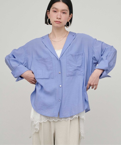 LARUTA（ラルータ）の「【LARUTA】［Web限定カラー有り］Wポケットとろみシャツ（シャツ/ブラウス・レディース・ピンク/グレー/ブルー/オフホワイト・MEDIUM）」の15枚目の写真