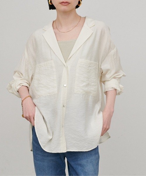 LARUTA（ラルータ）の「【LARUTA】［Web限定カラー有り］Wポケットとろみシャツ（シャツ/ブラウス・レディース・ピンク/グレー/ブルー/オフホワイト・MEDIUM）」の5枚目の写真