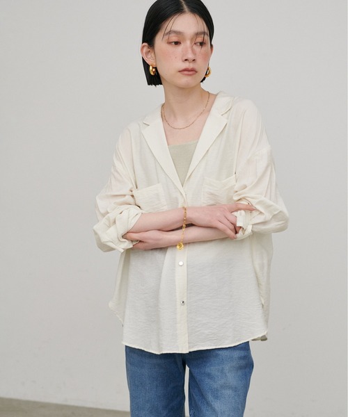 LARUTA（ラルータ）の「【LARUTA】［Web限定カラー有り］Wポケットとろみシャツ（シャツ/ブラウス・レディース・ピンク/グレー/ブルー/オフホワイト・MEDIUM）」の6枚目の写真