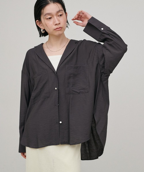 LARUTA（ラルータ）の「【LARUTA】［Web限定カラー有り］Wポケットとろみシャツ（シャツ/ブラウス・レディース・ピンク/グレー/ブルー/オフホワイト・MEDIUM）」の10枚目の写真