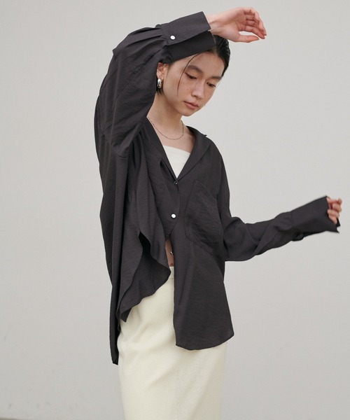LARUTA（ラルータ）の「【LARUTA】［Web限定カラー有り］Wポケットとろみシャツ（シャツ/ブラウス・レディース・ピンク/グレー/ブルー/オフホワイト・MEDIUM）」の11枚目の写真