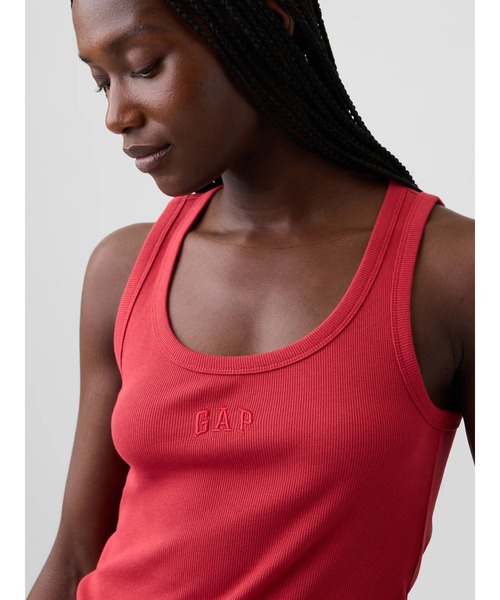 GAP（ギャップ）の「リブ GAPロゴ タンクトップ（タンクトップ・レディース・ネイビー/レッド/グリーン/ホワイト×ネイビー・S/M/L/XL/XS/XXS）」の4枚目の写真