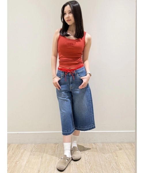 GAP（ギャップ）の「リブ GAPロゴ タンクトップ（タンクトップ・レディース・ネイビー/レッド/グリーン/ホワイト×ネイビー・S/M/L/XL/XS/XXS）」の8枚目の写真