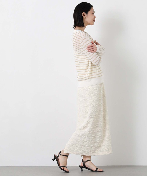 Gready Brilliant(グレディブリリアン)の「ラメボーダークルーネックカーディガン(カーディガン/ボレロ・レディース・ホワイト系/ブラック×ベージュ・38)」の14枚目の写真
