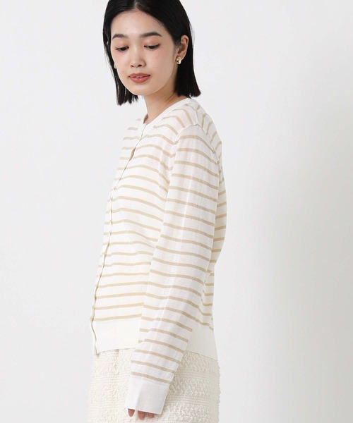 Gready Brilliant(グレディブリリアン)の「ラメボーダークルーネックカーディガン(カーディガン/ボレロ・レディース・ホワイト系/ブラック×ベージュ・38)」の10枚目の写真