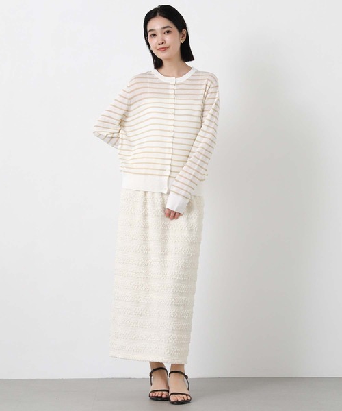 Gready Brilliant(グレディブリリアン)の「ラメボーダークルーネックカーディガン(カーディガン/ボレロ・レディース・ホワイト系/ブラック×ベージュ・38)」の15枚目の写真