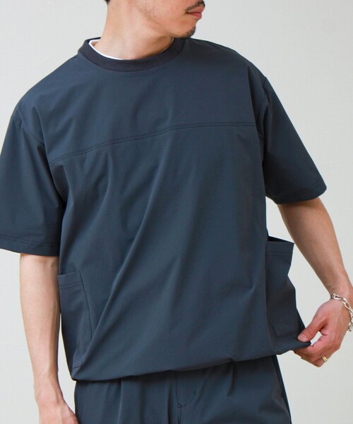 GLOSTER(グロスター)の「【接触冷感/セットアップ着用可能】SoftCool サイドポケットTシャツ(Tシャツ/カットソー・メンズ・ネイビー/ブラック/グレー・L/M/S)」の3枚目の写真