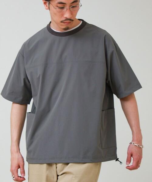 GLOSTER(グロスター)の「【接触冷感/セットアップ着用可能】SoftCool サイドポケットTシャツ(Tシャツ/カットソー・メンズ・ネイビー/ブラック/グレー・L/M/S)」の2枚目の写真