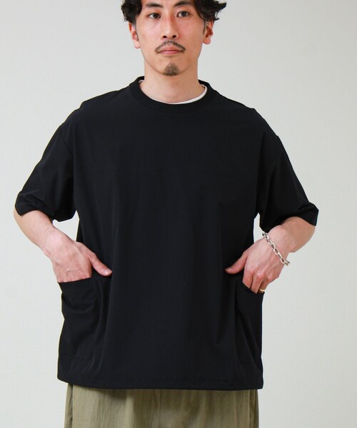 GLOSTER(グロスター)の「【接触冷感/セットアップ着用可能】SoftCool サイドポケットTシャツ(Tシャツ/カットソー・メンズ・ネイビー/ブラック/グレー・L/M/S)」の1枚目の写真