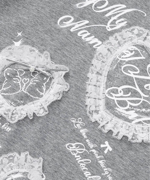 HOOK（フック）の「HOOK for girls　レースフリルハート ビッグTシャツ (SS)（Tシャツ/カットソー・レディース・グレー/ホワイト・FREE）」の5枚目の写真