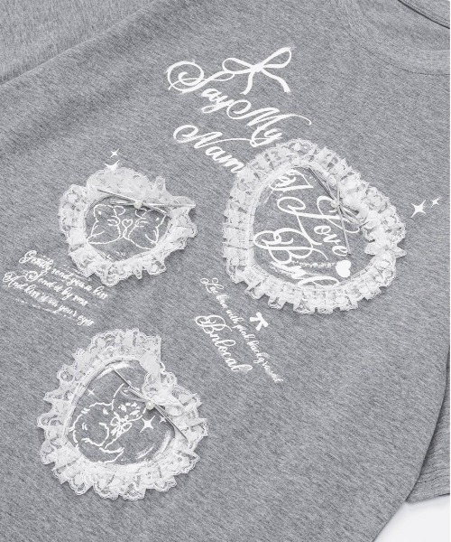 HOOK（フック）の「HOOK for girls　レースフリルハート ビッグTシャツ (SS)（Tシャツ/カットソー・レディース・グレー/ホワイト・FREE）」の22枚目の写真