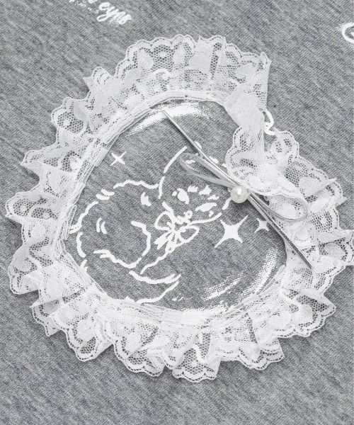 HOOK（フック）の「HOOK for girls　レースフリルハート ビッグTシャツ (SS)（Tシャツ/カットソー・レディース・グレー/ホワイト・FREE）」の20枚目の写真