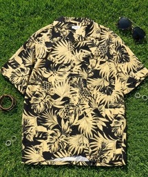 選べる21色展開 レーヨン アロハシャツ/半袖オープンカラー/総柄/ビッグシルエット