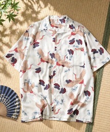 選べる21色展開 レーヨン アロハシャツ/半袖オープンカラー/総柄/ビッグシルエット