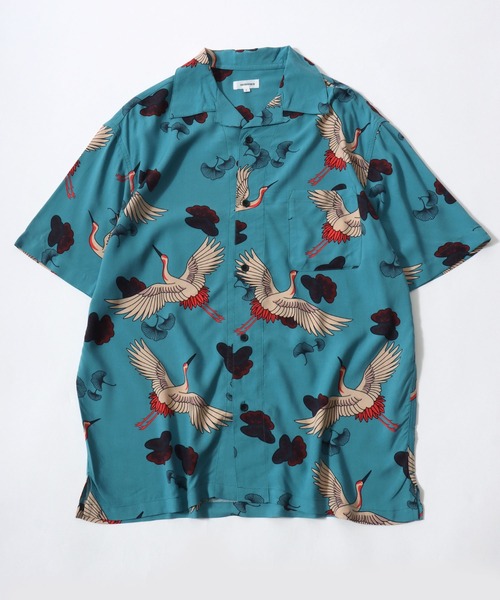 Salong hameu(サロン ハミュー)の「選べる21色展開 レーヨン アロハシャツ/オープンカラー 総柄シャツ 半袖 ビッグシルエット ユニセックス(シャツ/ブラウス・メンズ・ブルー系その他/ブラック×イエロー/グリーン系その他/グリーン系その他2/ホワイト系その他/ホワイト系その他3/ネイビー系1/ブラック/ネイビー系3/グレー系その他/ブルー系その他2/ブラック系その他2/ブラウン系その他/ホワイト系その他5/ネイビー系4/ホワイト系その他6/ネイビー系2/ブラウン系その他2/ホワイト系その他2/ブラック系その他/ホワイト系その他4・S/M/L/XL)」の15枚目の写真
