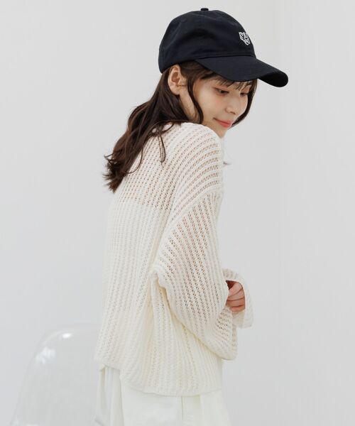 RETRO GIRL(レトロガール)の「メッシュニットカーディガン(ニット/セーター・レディース・ブルー/オフホワイト/ブラック・FREE)」の10枚目の写真