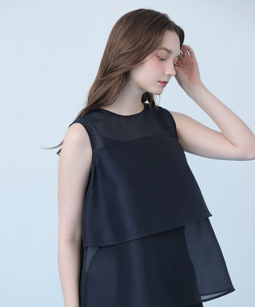 ANAYI(アナイ)の「オーガンジーティアード ブラウス(シャツ/ブラウス・レディース・ネイビー/ホワイト/ブルー・38/36)」の13枚目の写真