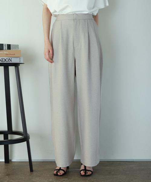 shetila(シェティラ)の「リネンタッチ タックパンツ/セットアップ対応(その他パンツ・レディース・ブラック/ライトベージュ/グレイッシュベージュ/ブラウン・M)」の4枚目の写真