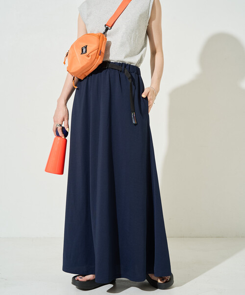 FREAK'S STORE(フリークスストア)の「限定展開 <吸水速乾・接触冷感・UVカット>FREAK'S STORE OUTDOORS DRYMIX(ドライミックス) マキシスカート(スカート・レディース・ブラック/チャコール/ベージュ/ネイビー・SMALL/MEDIUM)」の4枚目の写真