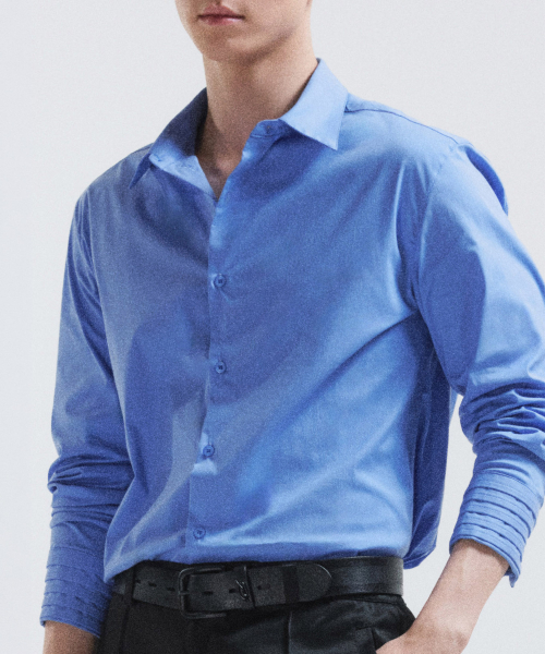 51%(フィフティーワンパーセント)の「Louver shirt - corn flower(シャツ/ブラウス・メンズ・その他・LARGE/MEDIUM)」の1枚目の写真