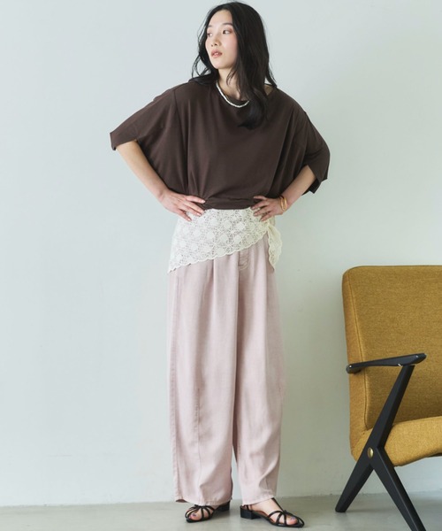 Doux archives(ドゥアルシーヴ)の「【抗菌防臭・接触冷感・UV加工】ドルマンTOPS(Tシャツ/カットソー・レディース・チャコールグレー/ブラウン/グレイッシュベージュ・FREE)」の6枚目の写真