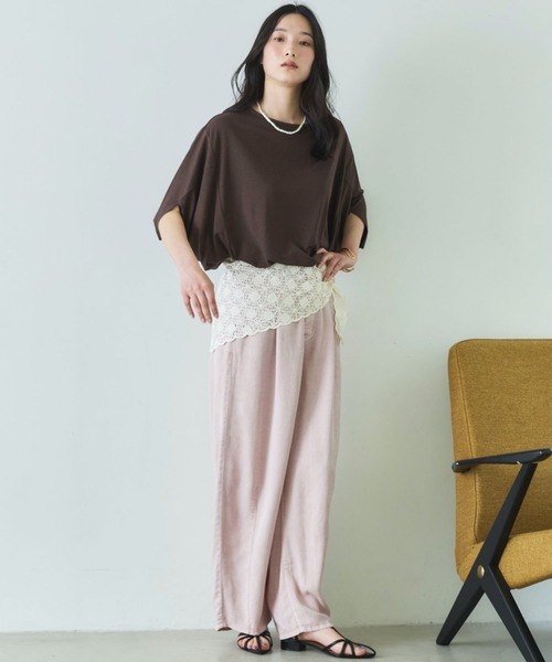Doux archives(ドゥアルシーヴ)の「【抗菌防臭・接触冷感・UV加工】ドルマンTOPS(Tシャツ/カットソー・レディース・チャコールグレー/ブラウン/グレイッシュベージュ・FREE)」の7枚目の写真
