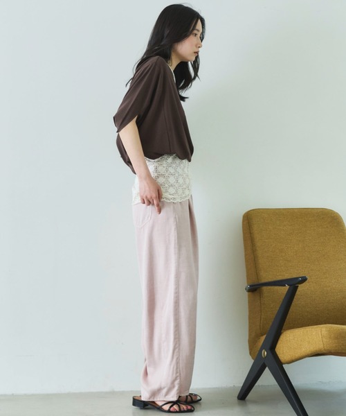 Doux archives(ドゥアルシーヴ)の「【抗菌防臭・接触冷感・UV加工】ドルマンTOPS(Tシャツ/カットソー・レディース・チャコールグレー/ブラウン/グレイッシュベージュ・FREE)」の8枚目の写真