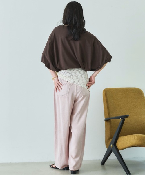 Doux archives(ドゥアルシーヴ)の「【抗菌防臭・接触冷感・UV加工】ドルマンTOPS(Tシャツ/カットソー・レディース・チャコールグレー/ブラウン/グレイッシュベージュ・FREE)」の9枚目の写真