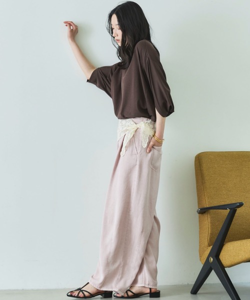 Doux archives(ドゥアルシーヴ)の「【抗菌防臭・接触冷感・UV加工】ドルマンTOPS(Tシャツ/カットソー・レディース・チャコールグレー/ブラウン/グレイッシュベージュ・FREE)」の10枚目の写真