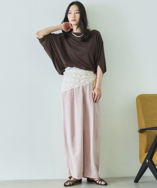 Doux archives(ドゥアルシーヴ)の「【抗菌防臭・接触冷感・UV加工】ドルマンTOPS(Tシャツ/カットソー・レディース・チャコールグレー/ブラウン/グレイッシュベージュ・FREE)」の11枚目の写真