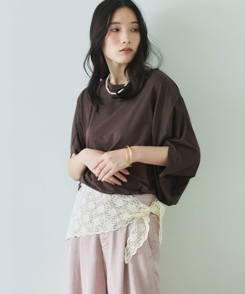 Doux archives(ドゥアルシーヴ)の「【抗菌防臭・接触冷感・UV加工】ドルマンTOPS(Tシャツ/カットソー・レディース・チャコールグレー/ブラウン/グレイッシュベージュ・FREE)」の13枚目の写真
