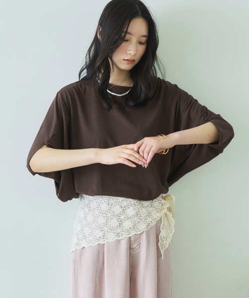 Doux archives(ドゥアルシーヴ)の「【抗菌防臭・接触冷感・UV加工】ドルマンTOPS(Tシャツ/カットソー・レディース・チャコールグレー/ブラウン/グレイッシュベージュ・FREE)」の17枚目の写真