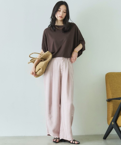Doux archives(ドゥアルシーヴ)の「【抗菌防臭・接触冷感・UV加工】ドルマンTOPS(Tシャツ/カットソー・レディース・チャコールグレー/ブラウン/グレイッシュベージュ・FREE)」の19枚目の写真