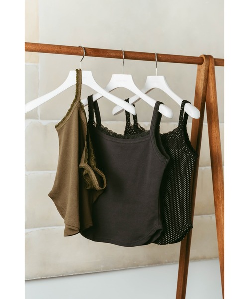 Knuth Marf(クヌースマーフ)の「lace detail camisole(キャミソール・レディース・ドット/グレー/カーキ・FREE)」の4枚目の写真